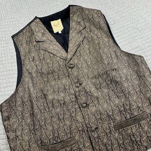 Vintage Wah Maker Vest Men L Paisley Western Frontier USA Made AOP Cowboy